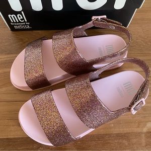 NEW with tags Mini Melissa Girls Pink Glitter Mel Cosmic Sandals